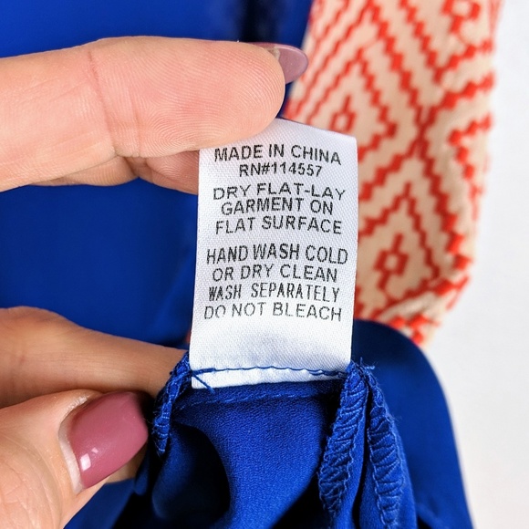 THML royal blue tank top with orange embroidery M - Picture 7 of 8